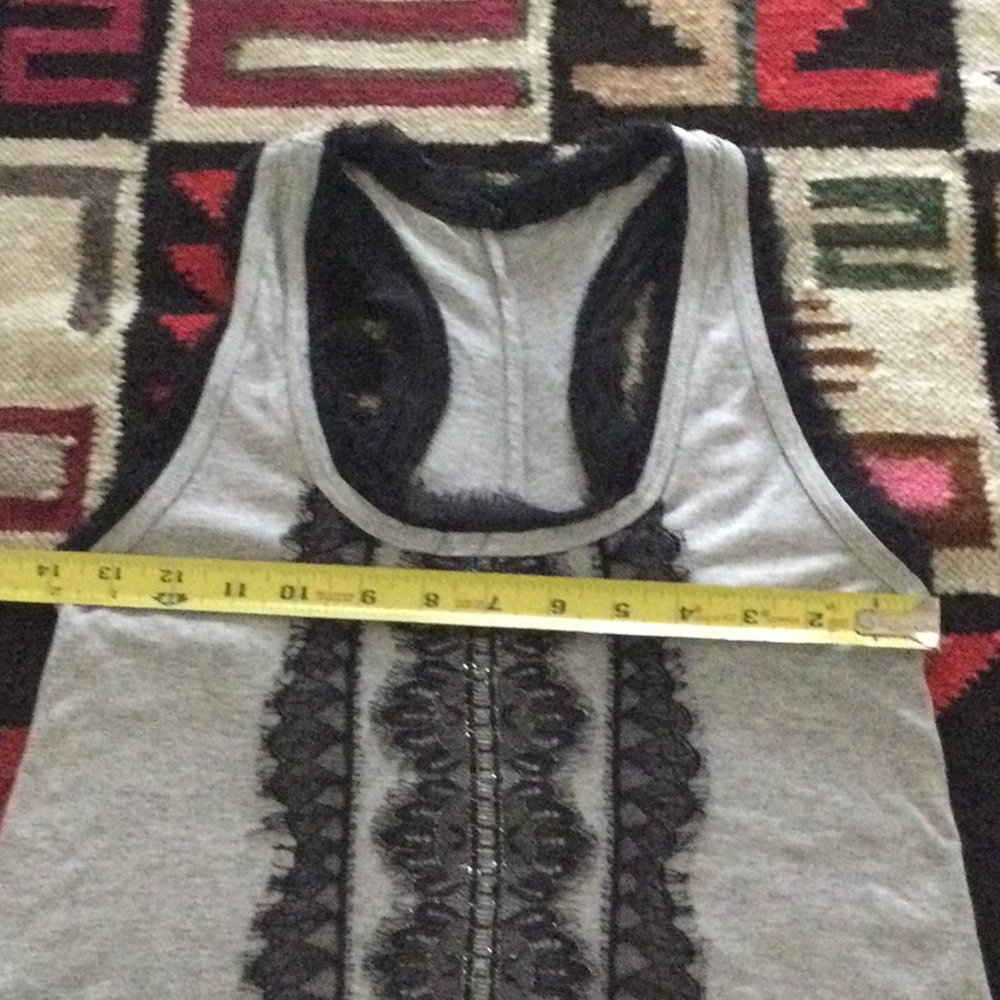🚩Gray Lace-Trim Racerback Tank Top - Picture 5 of 7